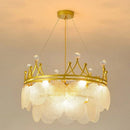 Axyaa Golden Crown Crystal Chandelier for Living Room, Dining Room, Bedroom & Villa