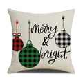 Axyaa Christmas Linen Print Throw Pillow Cover for Home Sofa, Living Room and Bedroom