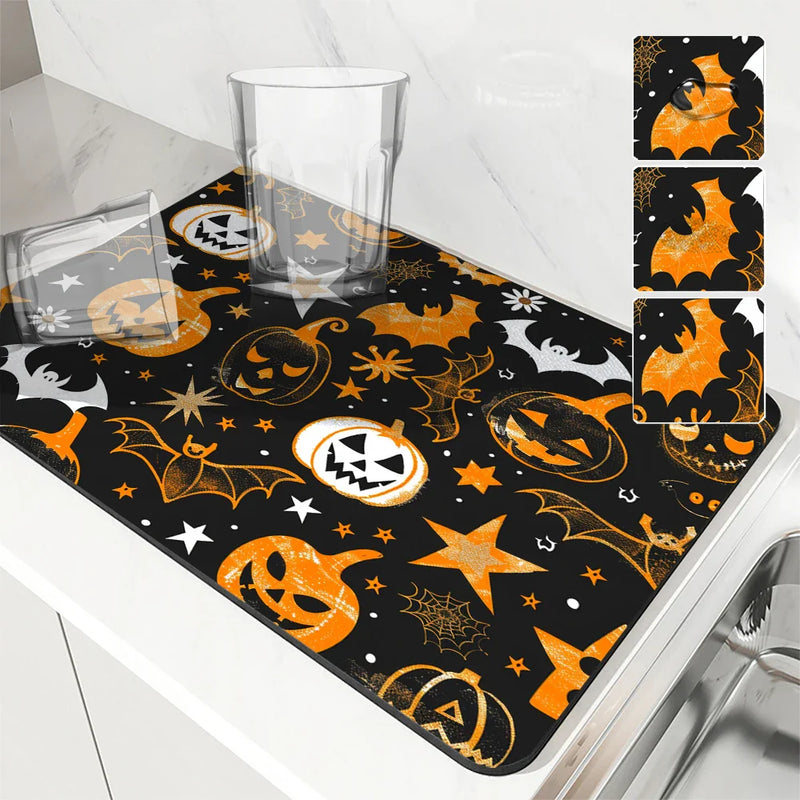 Axyaa Halloween Pumpkin Ghost Cartoon Non-Slip Drying Mat