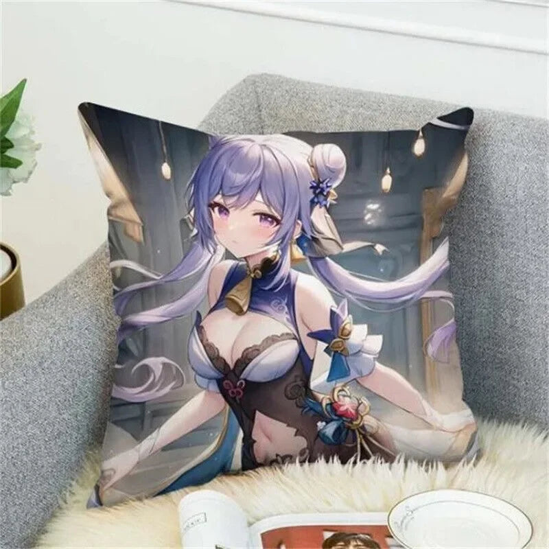 Axyaa Anime Genshin Impact Pillow Case Decor Cover for Bed and Sofa