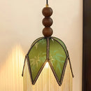 Axyaa Vintage LED Wall Light with Green Cloth Shade