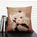 Axyaa Mermaid Linen Cushion Cover for Living Room Sofa Decoration