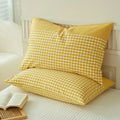 Axyaa Soft Cotton Pillowcase Chequer Grid Pattern 48x74cm Bedding Pillow Cover Set
