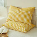 Axyaa Washed Cotton Pillowcase: Soft 48x74cm Chequer Grid Pillow Cover