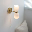 Axyaa LED Wall Lamps 2 Heads Pull Chain Switch White Glass Stair Light