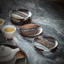 Axya Walnut Wooden Coasters Set with Tray, Resin Tea Pad Holder for Home