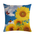 Axyaa Sunflower Pattern Linen Throw Pillow - 45*45cm
