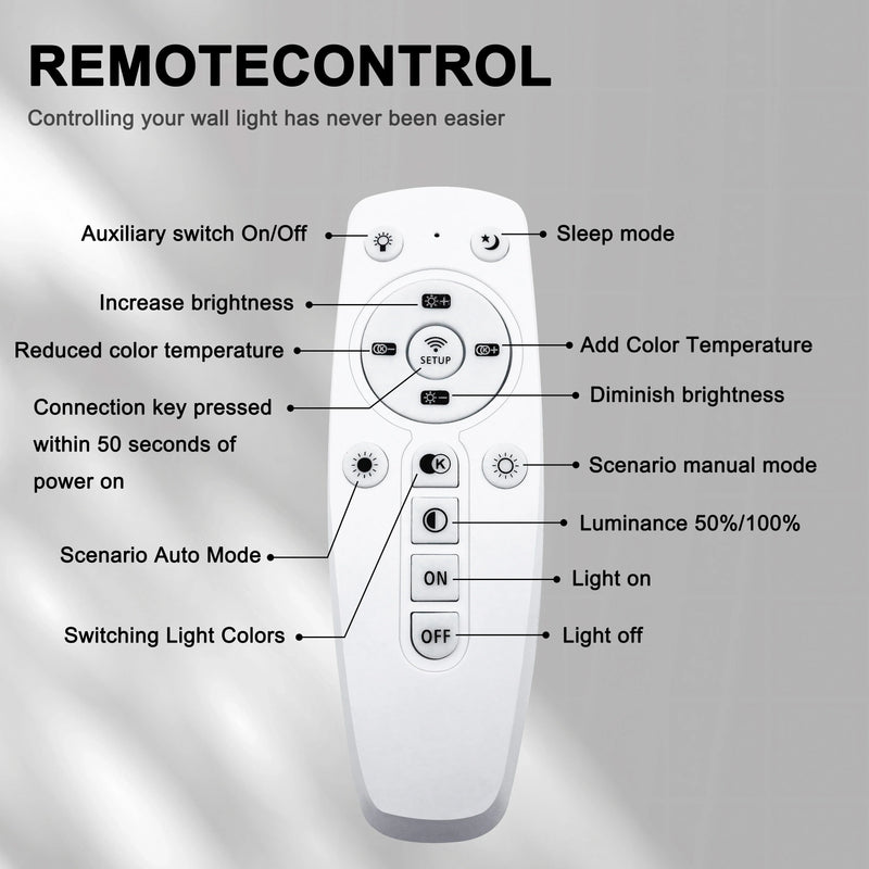 Axyaa 16W Remote Control Dimming LED Wall Light Modern Indoor Wall Lamp