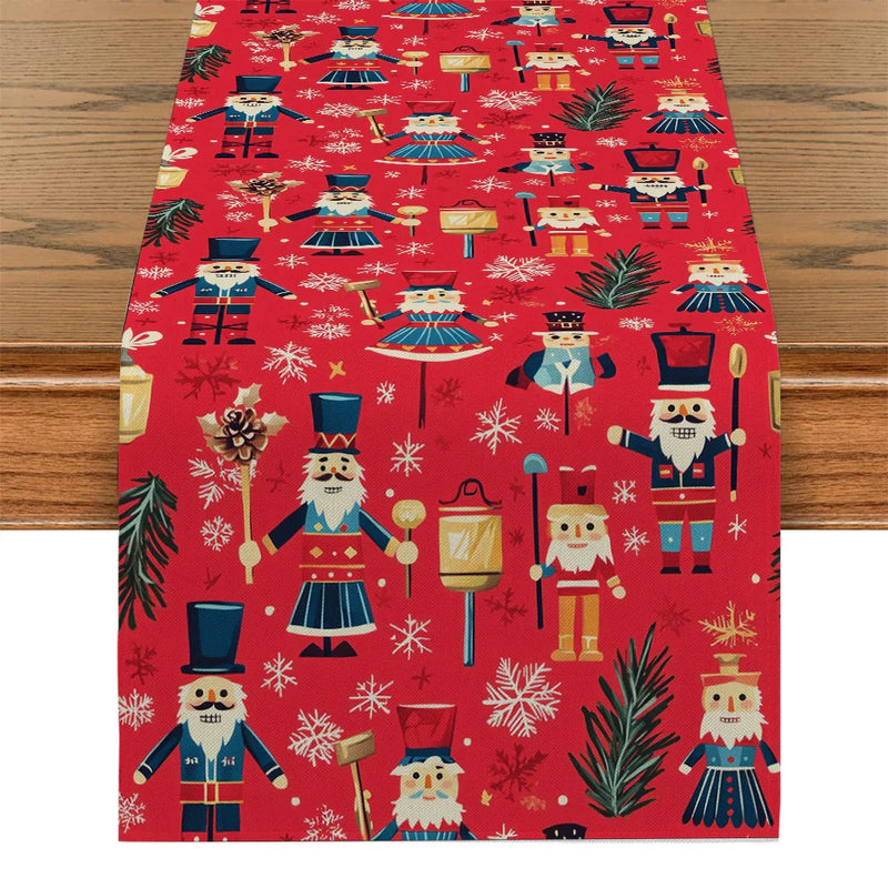 Rustic Nutcracker Table Runner by Axyaa: Festive Dining & Home Decor