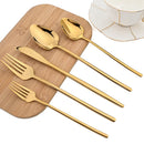 Axyaa 30-Piece Stainless Steel Cutlery Set, Black Mirror Flatware, Western Tableware