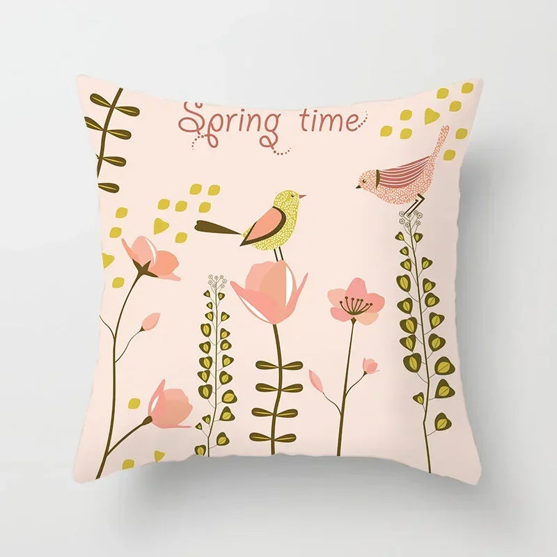 Axyaa Abstract Line Flower Print Pillowcase