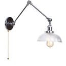 Axyaa Retro Loft Pull Chain Wall Light Chrome Glass Fixture