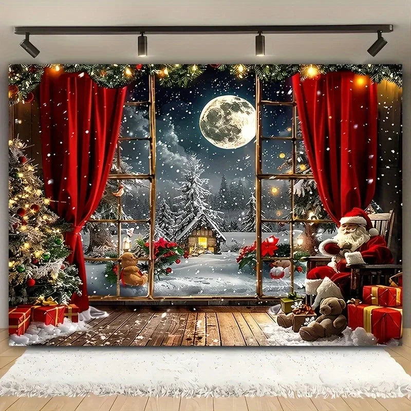 Axyaa Winter Night Santa Claus Tapestry Home Decoration