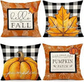 Axyaa Buffalo Check Print Linen Pillow Cover 45x45 for Fall Thanksgiving Decor