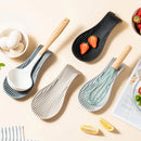 Silicone Spoon Holder Rest Pad Set by Axyaa - Heat Resistant Kitchen Utensil Tray Mats