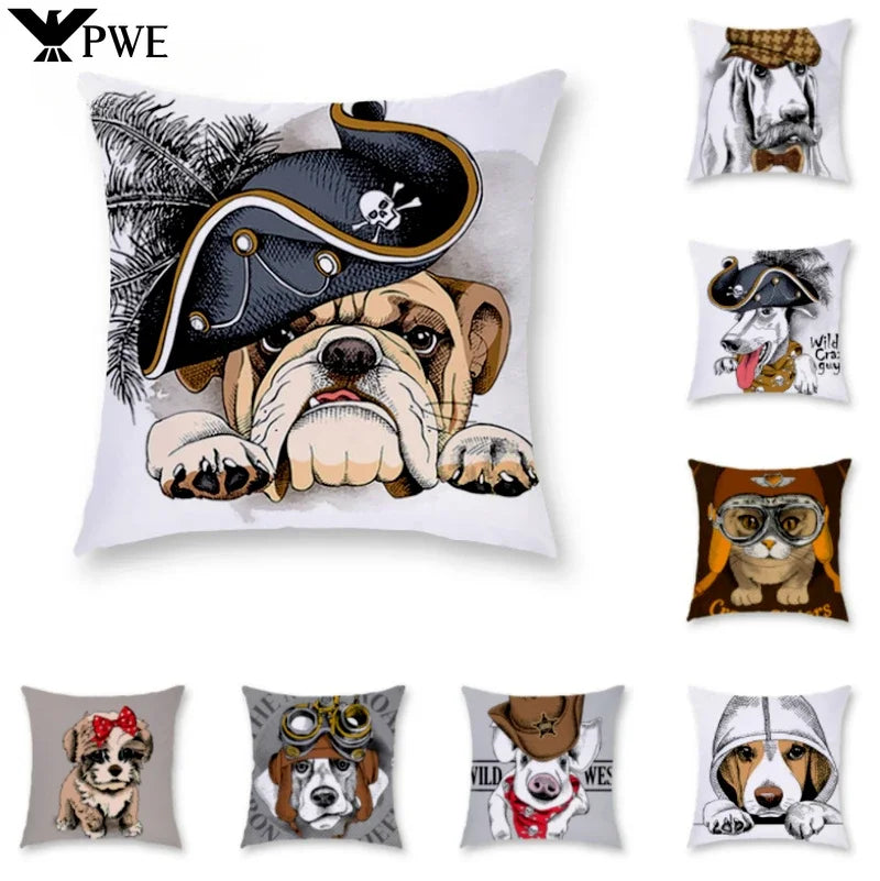 Axyaa Cartoon Dog Cushion Cover - Decorative Pillowcase for Home and Car - 45*45cm