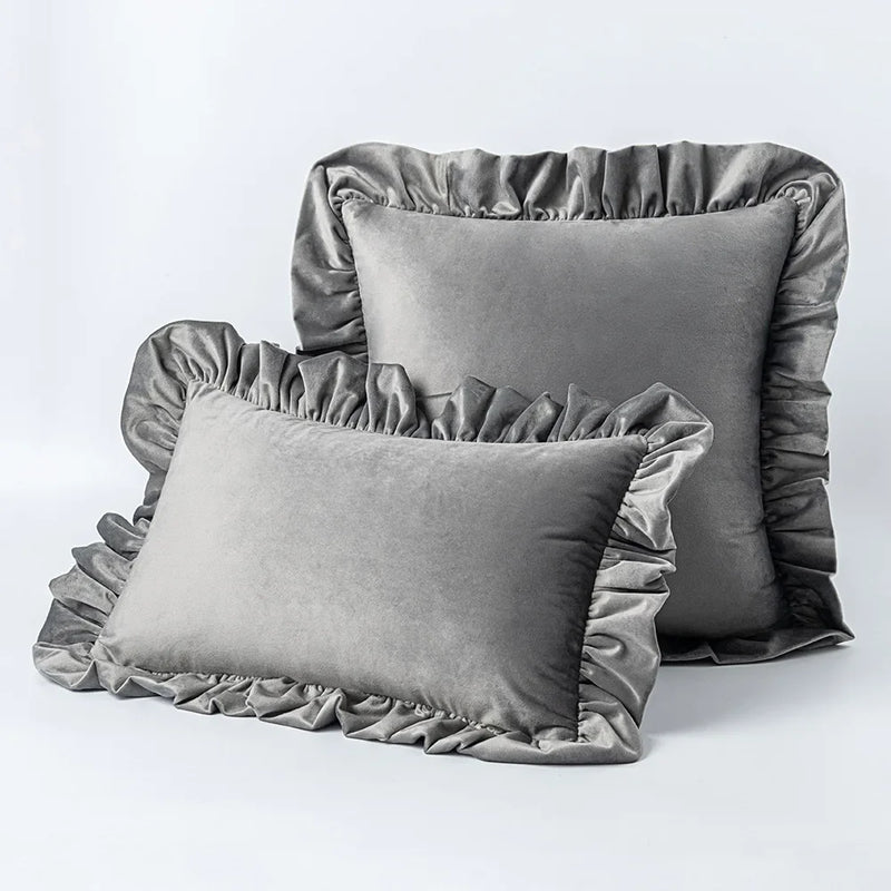 Axyaa Velvet Ruffle Cushion Cover for Home Decor 30x50/45/50cm