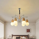 Axyaa Walnut Solid Wood Chandelier: New Chinese Style Lighting for Living, Dining, and Bedroom