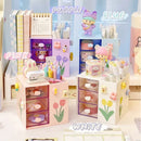 Axyaa Kawaii Desk Pen Holder & Organizer Box - Multifunctional Desktop Storage Organizing