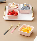 Axyaa Ceramic Fruit Plate: Creative Divided Snack Plate for New Year Dried Fruits