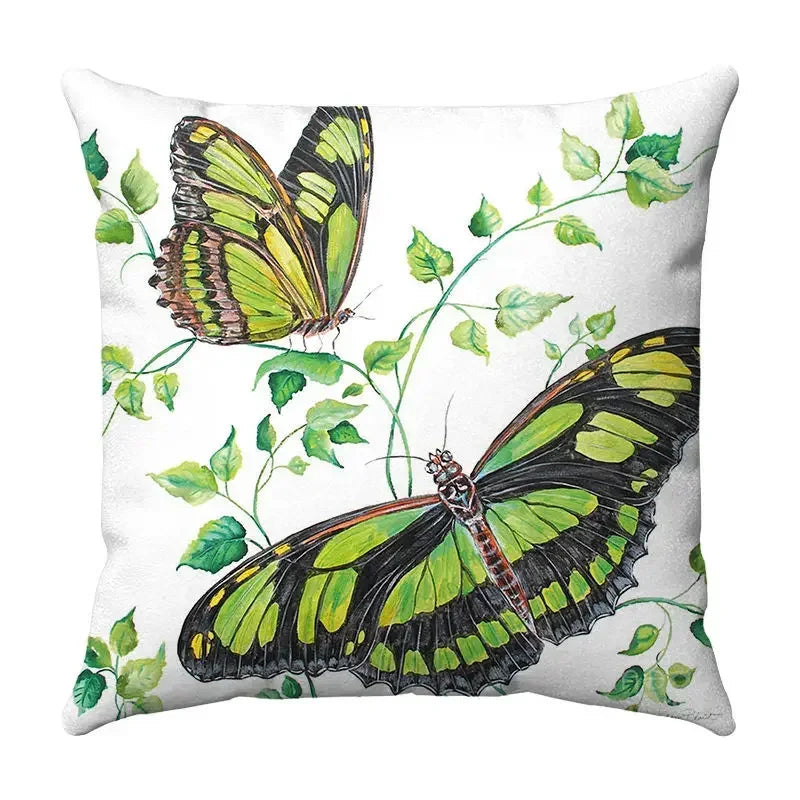 Axyaa Butterfly Print Cushion Cover 45x45cm - Farmhouse Stylish Home Decor Pillow Cover