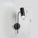 Axyaa Rotatable LED Wall Lamp Minimalist Black Gold Bedroom Sconce