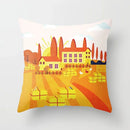 Pink Anime City Print Polyester Pillowcase 45x45cm for Bedroom Living Room by Axyaa.