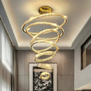 Axyaa Crystal Chandelier Stair Pendant Living Room Lighting Modern Interior Pendant Lights