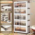 Axyaa 3-5 Tier Storage Cart - Wide Foldable Rolling Cabinet for Home Organization