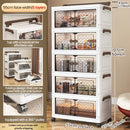 Axyaa 3-5 Tier Storage Cart - Wide Foldable Rolling Cabinet for Home Organization