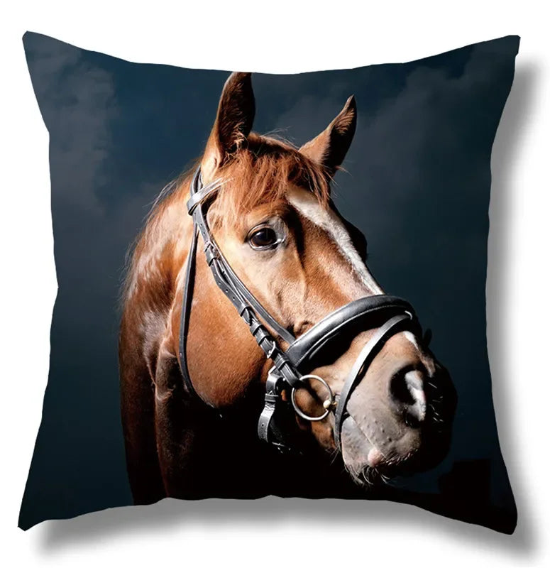 Fine Horse Print Cushion Cover for Home Decor by Axyaa