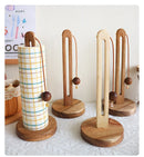 Axyaa Vertical Kitchen Tissue Rack & Plastic Wrap Storage - Wood Roll Paper Holder