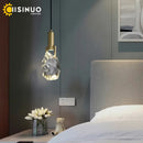 Axyaa Crystal Stone Pendant Light Gold Copper Ceiling Lamp