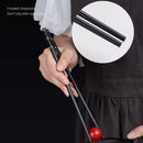 Axyaa Alloy Non-Slip Sushi Chopsticks Set - Black, 5 Pair Reusable Tableware Gift Japan Home