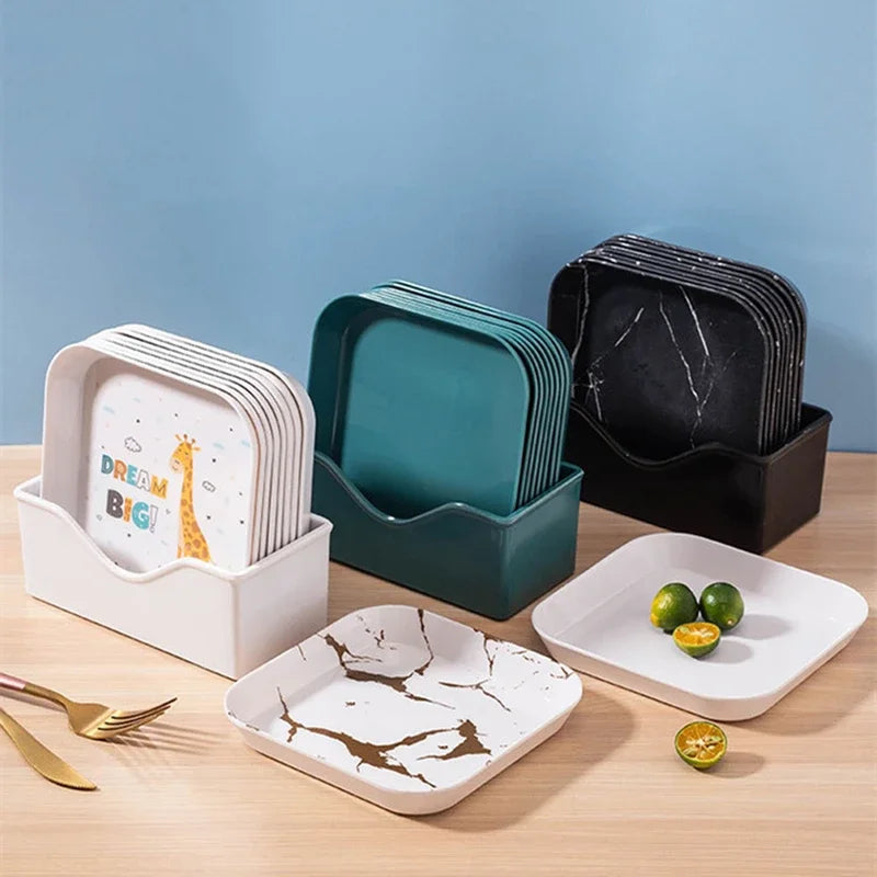 Axya Plastic Tray Cartoon Snack Cake Plate Home Kitchen Accessories