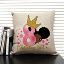 Axyaa Cute Cartoon Girl Pillow Case Africa Baby Cushion Cover Home Decor Linen Pillowcase