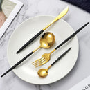 Axyaa Gold Western Tableware Set: 6pcs/30pcs Stainless Steel Knife, Fork, Spoon