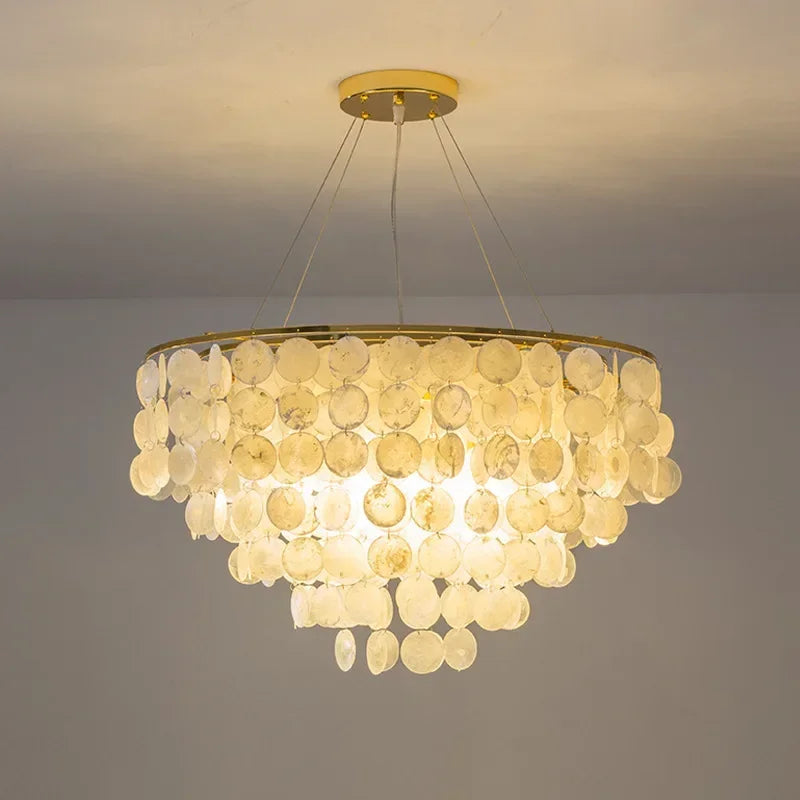 Axyaa Shell Pendant Chandelier: Modern, Cozy Lighting for Home, Hotel, and Shop