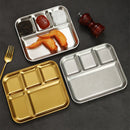 Axyaa Stainless Steel Dipping Plate with Compartments and Tray - Tableware for Snacks and Lunch