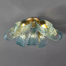 Axyaa Peacock Blue Glass Flower Chandelier for Home Lighting