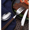 Axyaa Wood Grain Stainless Steel Silverware Set for 8 - 40 Piece Cutlery Utensils