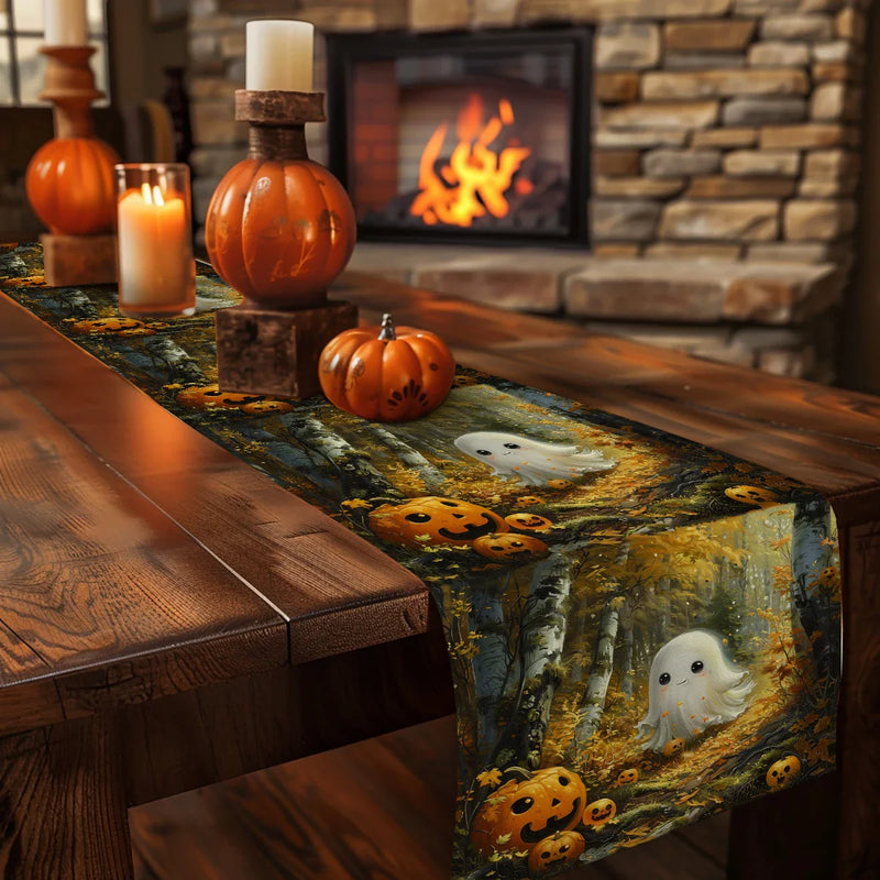 Axyaa Halloween Watercolor Table Runner for Indoor Outdoor Dining