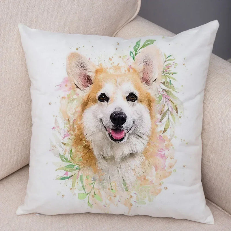 Axyaa Watercolor Dog Pillow - Cozy Pet Animal Pillow for Home Sofa