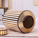 Axyaa Golden Stripe Ceramics Vase with Cover: Modern Home Decor Flower Jar