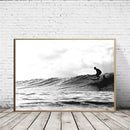 Axyaa Surfboard Coastal Wall Art Canvas - Black and White Beach Posters