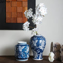 Axyaa Blue White Porcelain Vase Floral Table Decoration Aesthetic Room Decor