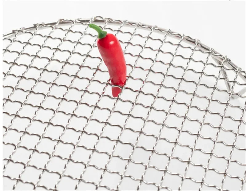 Axya 304 Stainless Steel High Round BBQ Grill Net with Foot, Outdoor Mesh