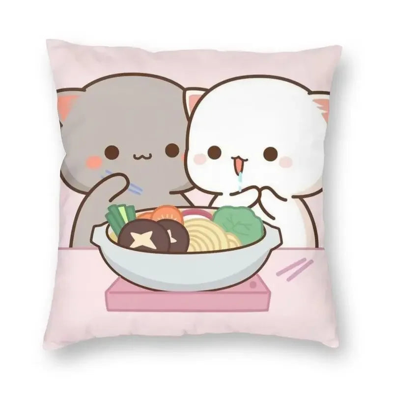 Axyaa Bedroom Living Room Couple Cute Cat Fishing Goma Federa Decor Set