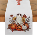 Axyaa Cute Ghost Chrysanthemum Table Runner - Halloween Party Decor and Dresser Table Accent