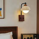 Axyaa LED Wall Lights Yellow Travertine White Glass Wood Wabi Sabi Bedside Lamp
